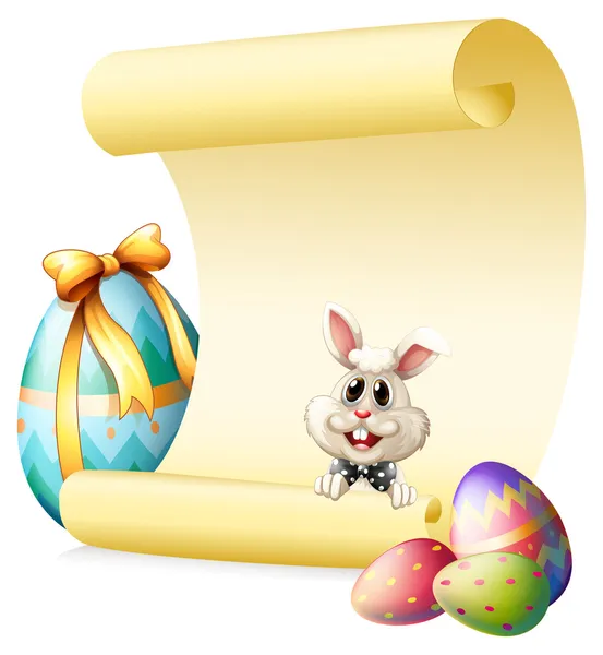 Un modello di carta vuota con un coniglietto e Pasqua uova — Wektor stockowy