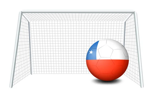 Un pallone da calcio con la bandiera di Chile — Vettoriale Stock