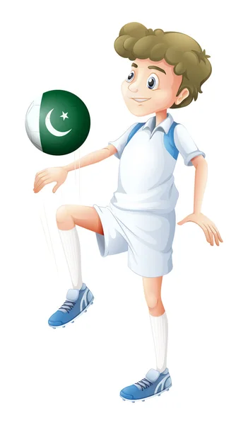 A player using the ball with the Pakistan flag — Stock Vector