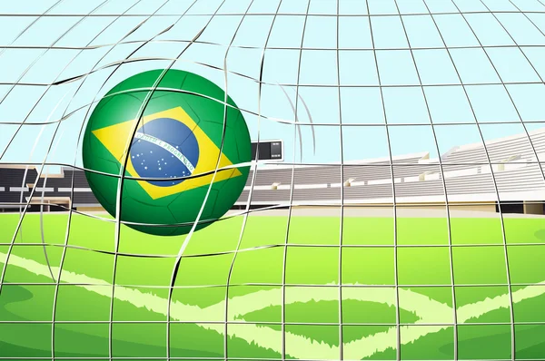 Uma bola de futebol com a bandeira do Brasil — Vetor de Stock