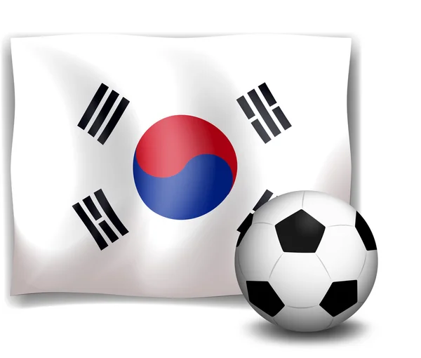 Ein Fußball vor der koreanischen Flagge — Stockvektor