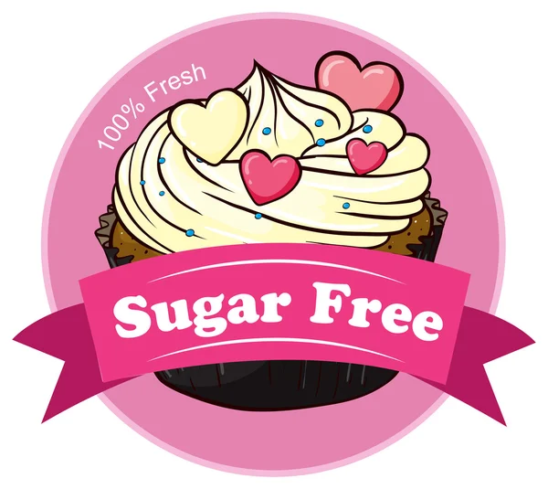 砂糖無料ラベルを持つモカケーキ — ストックベクタ
