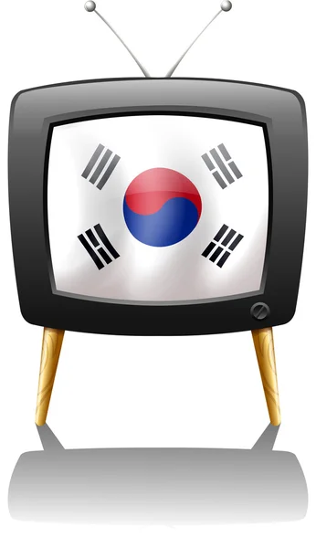 Sebuah TV dengan bendera Korea - Stok Vektor