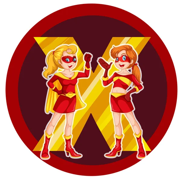 Two brave female superheroes — Stock Vector