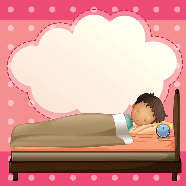 A boy sleeping with an empty callout template — Stock Vector