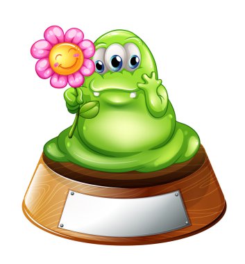 bir çiçek tutan bir yeşil canavar