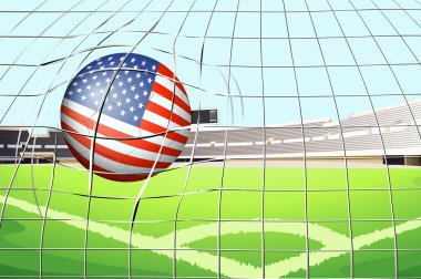 ABD bayrağı ile bir futbol topu