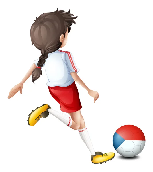 Çek Cumhuriyeti bayrağı ile topu kullanan bir kadın atlet — Stok Vektör