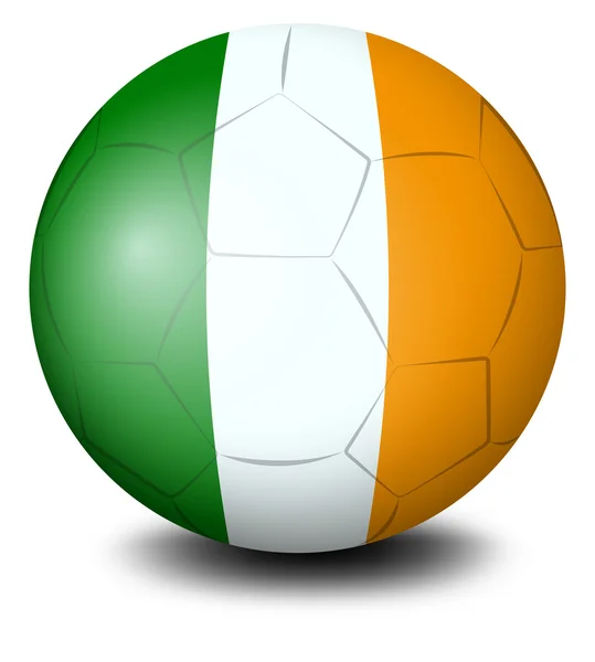 Una pelota de fútbol con la bandera de Irlanda — Vector de stock