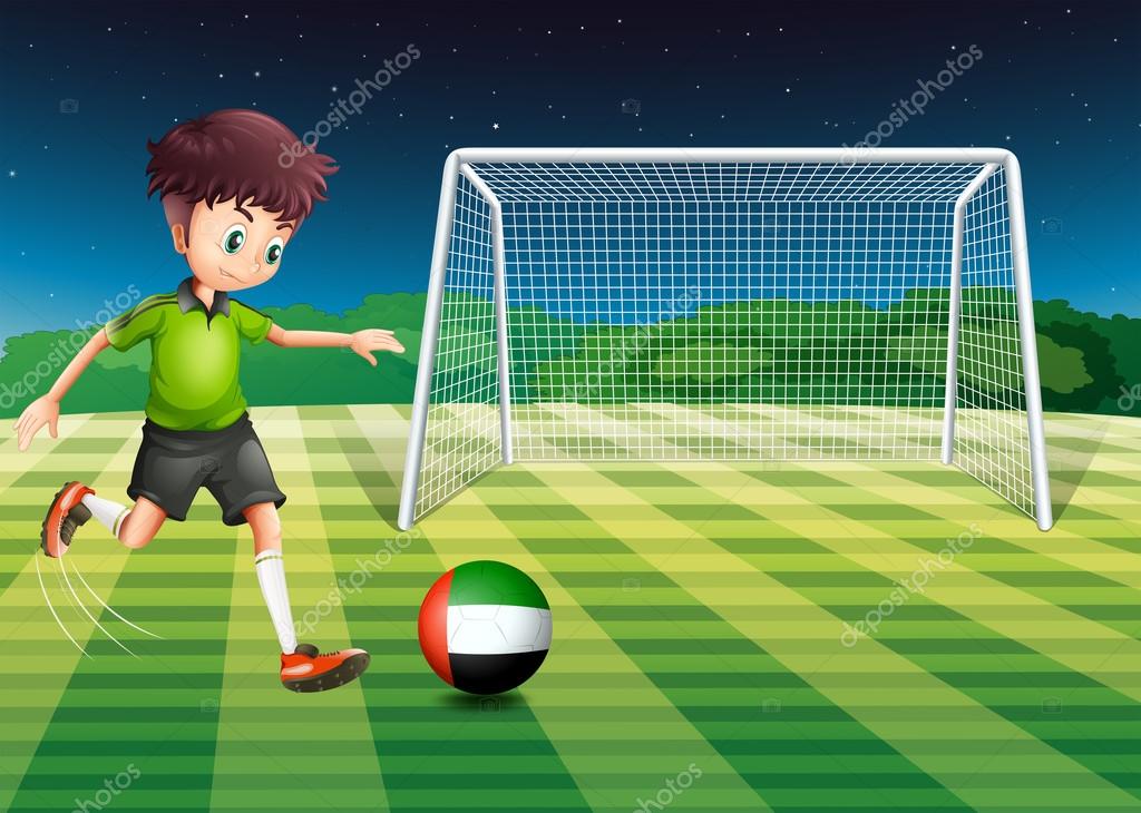 svær at tilfredsstille Sølv Sanselig A male athlete kicking the ball with the flag of the United Arab Stock  Vector Image by ©interactimages #42643835
