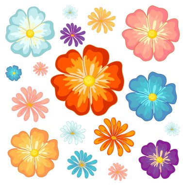 Big and small flowers clipart