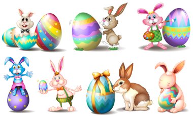 oynak bunnies ile Paskalya yortusu yumurta