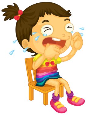 A young girl crying clipart