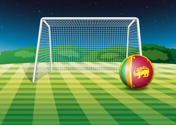 Piłki nożnej w pobliżu netto z banderą sri lanka — Wektor stockowy