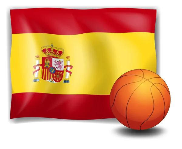 La bandiera di Spain e una palla arancione — Vettoriale Stock