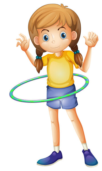 A young girl playing with the hulahoop