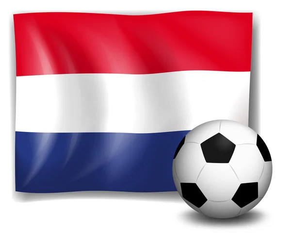 The flag of Netherlands at the back of a soccer ball — Stock Vector