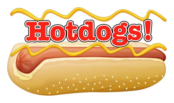 A hotdog in a bun with a label — Stock Vector