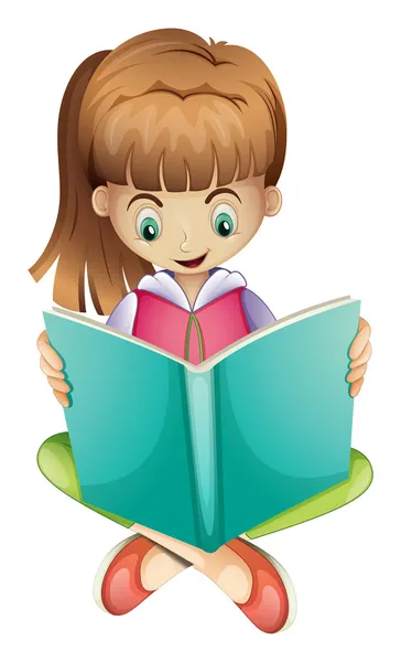 A young girl reading a book seriously — Stock Vector