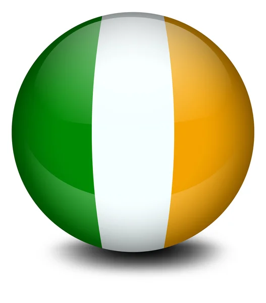 Una pelota de fútbol con la bandera de Irlanda — Vector de stock