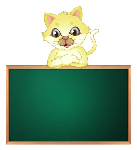 Un gato amarillo sobre la pizarra vacía — Vector de stock