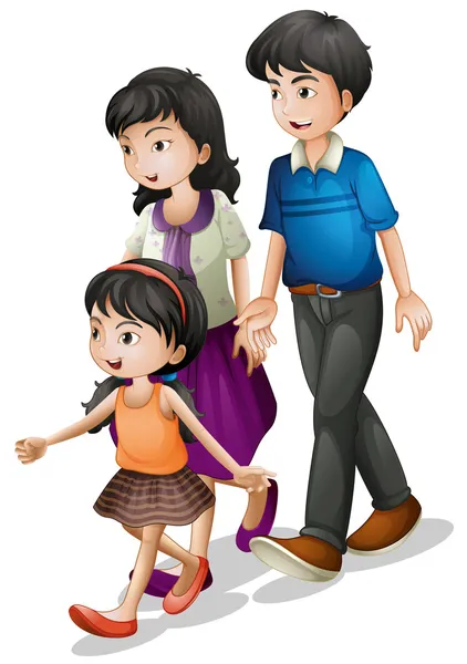 Una familia caminando — Vector de stock