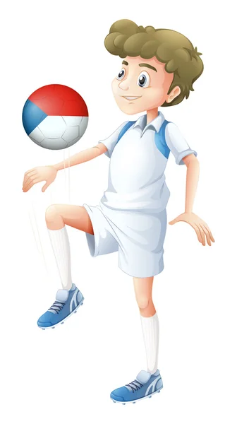 Un garçon joue avec le ballon de la République tchèque — Image vectorielle