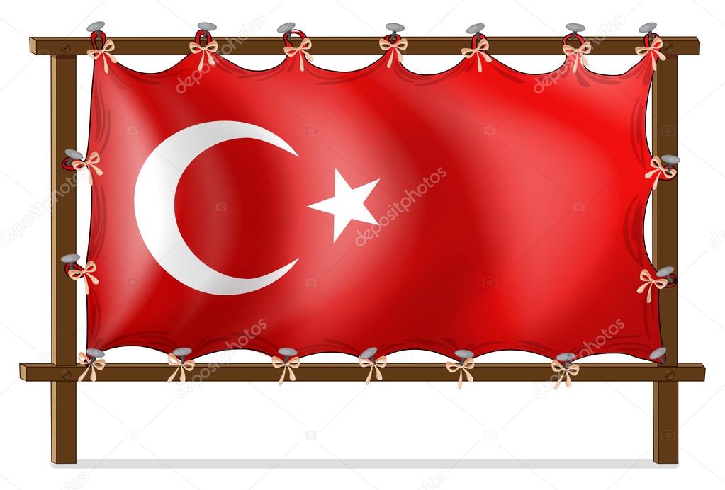 A wooden frame with the flag of Turkey
