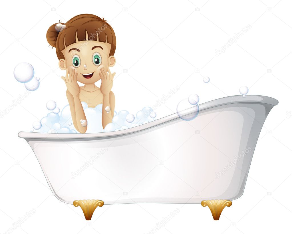 A beautiful girl taking a bath