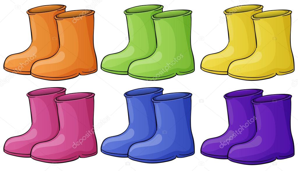A group of colorful boots