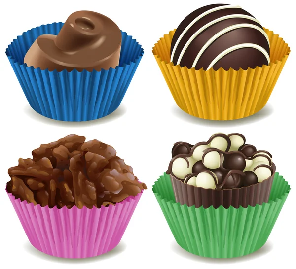 Quatro tipos de chocolates para dar água na boca — Vetor de Stock