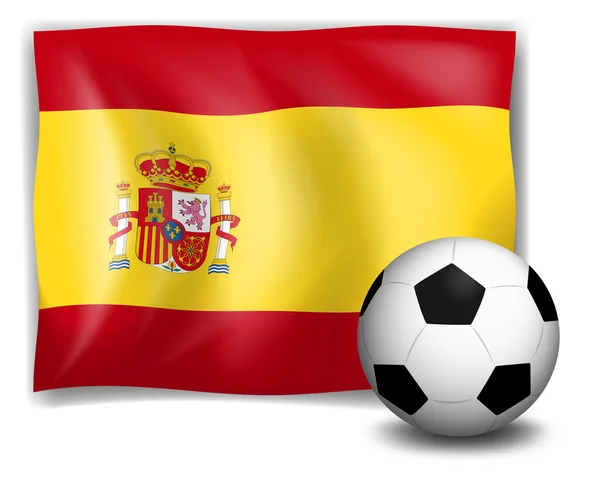 La bandera de España y la pelota de fútbol — Vector de stock