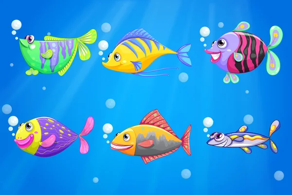 Um oceano com peixes coloridos —  Vetores de Stock