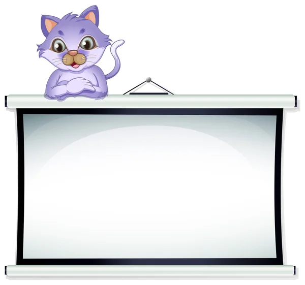 An empty whiteboard with a cat — Stock Vector