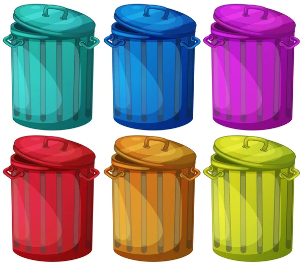 Six colorful bins — Stock Vector