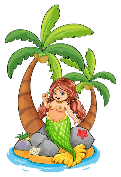 An island with a mermaid — Stock Vector