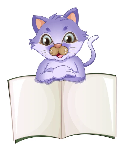 A cat opening the empty book — Stock Vector