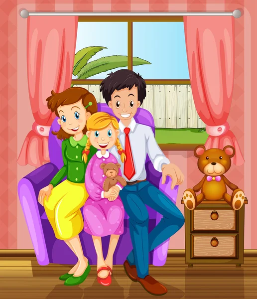 A smiling family inside the house — Stock Vector