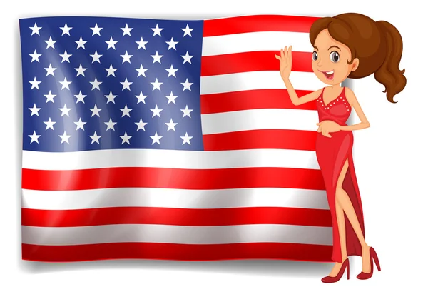 A beauty queen and the flag of the USA — Stock Vector