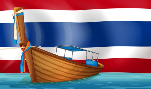 A boat in front of the Thai flag — Stock Vector