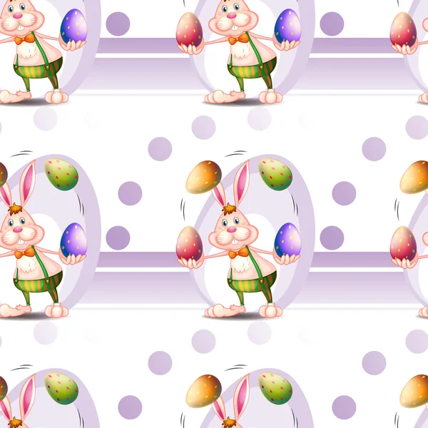 Безшовний дизайн з кроликом та великодніми яйцями — стоковий вектор