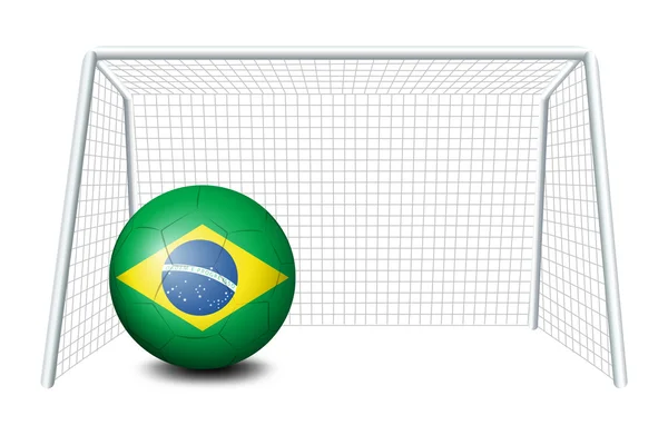 A soccer ball with the flag of Brazil — Stock Vector