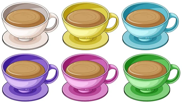 Coffee in colorful cups — Stock Vector