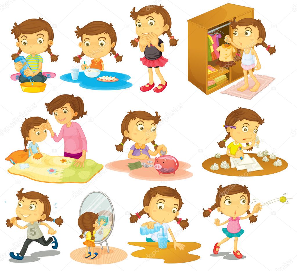 Different activities of a young girl