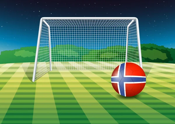 Una pelota en el campo con la bandera de Noruega — Archivo Imágenes Vectoriales