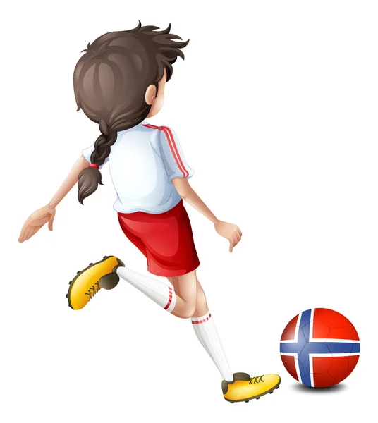 A player using the ball from Norway — Stock Vector