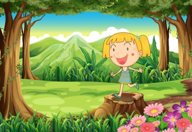 sevimli küçük bir kız ile bir güdük