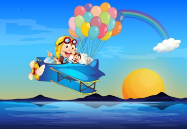 maymunlar ve balon ile uçak