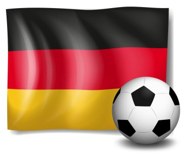 Alman bayrağı önünde bir futbol topu