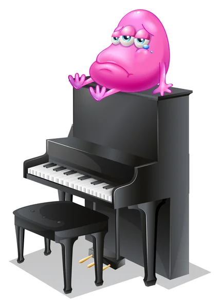 A monster crying above the piano — Stock Vector